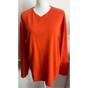 Boss By Hugo Boss • Red Orange V Neck Long Sleeve Top